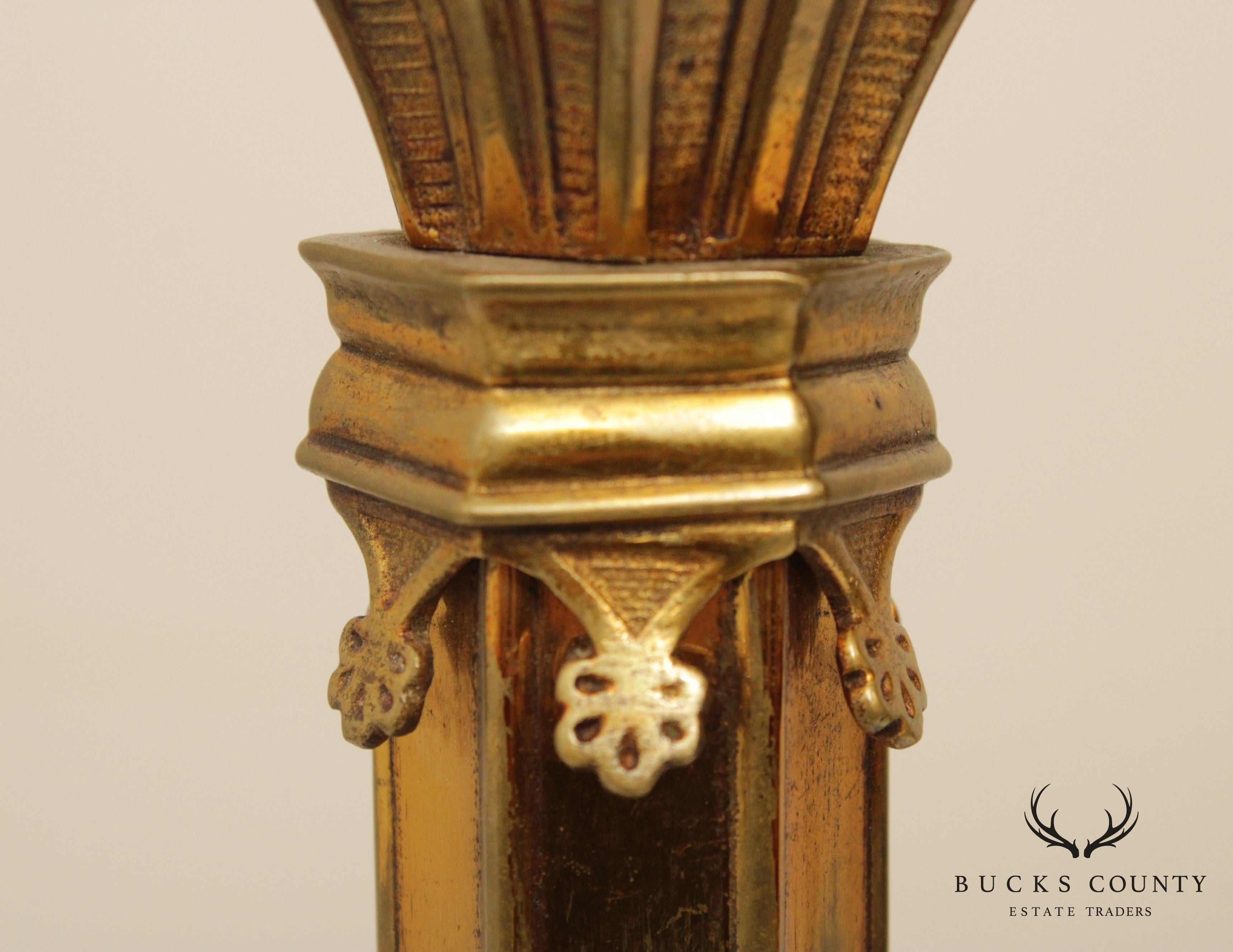 Antique Gothic Style Bronze Candle Holder