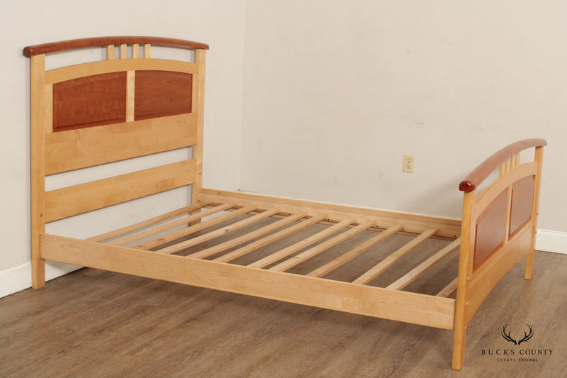 Arts and Crafts Style Maple and Cherry Arched Queen Bed