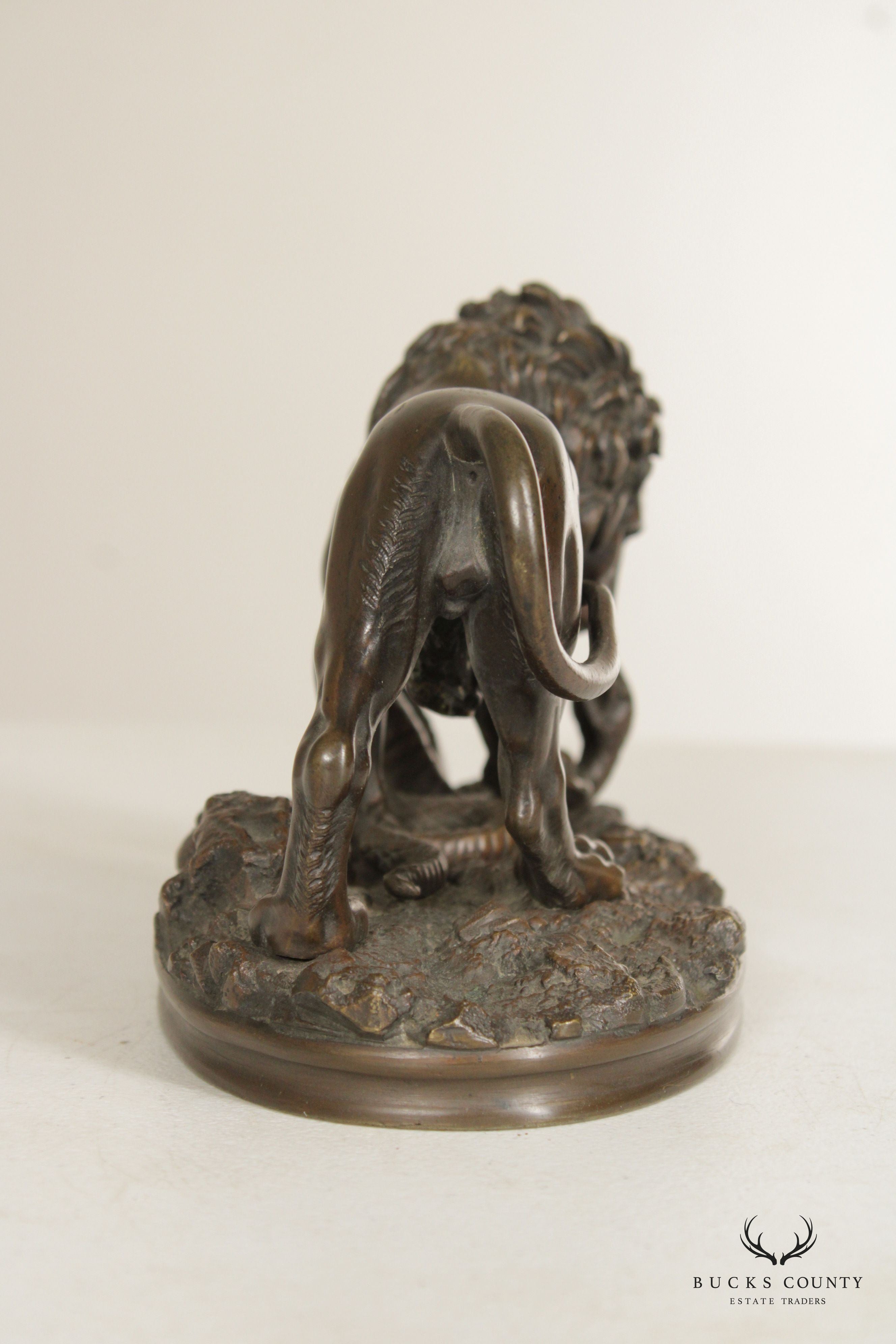 Lion and Serpent Bronze Sculpture, After Antoine-Louis Barye