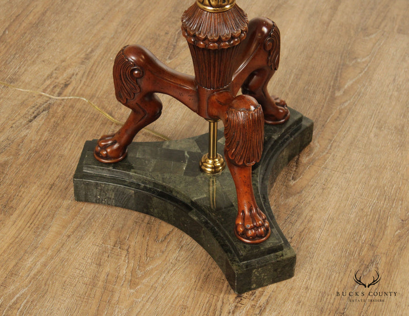 Maitland Smith Empire Style Mahogany Brass Floor Lamp with Shade