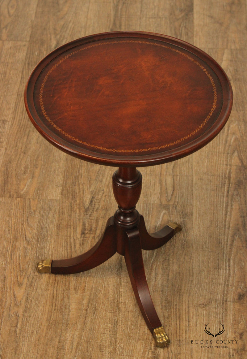 Imperial Furniture Empire Style Round Mahogany Leather Top Wine Table