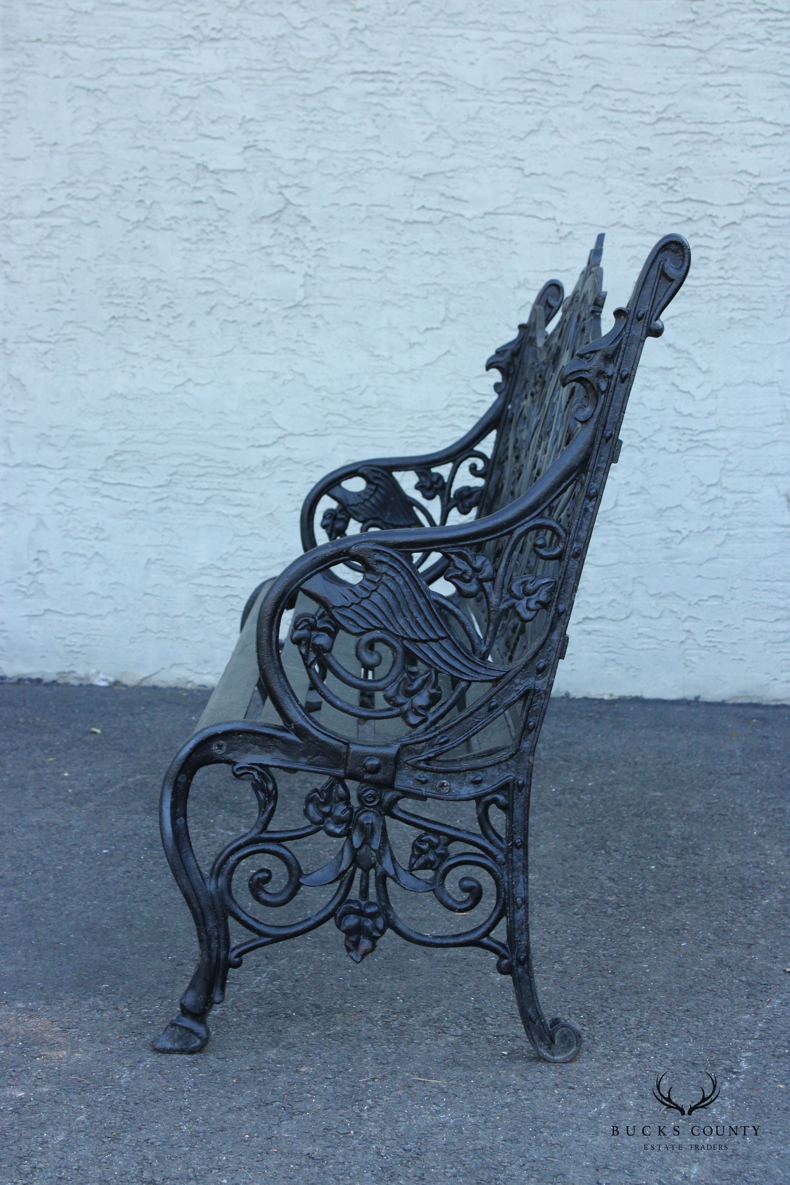 Coalbrookdale Style Cast Iron Outdoor Garden Bench