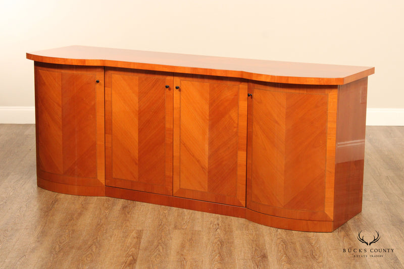 John Turano and Sons Italian Lacquered Cherry Chevron Pattern Sideboard By John Turano and Sons (Not Labeled)
