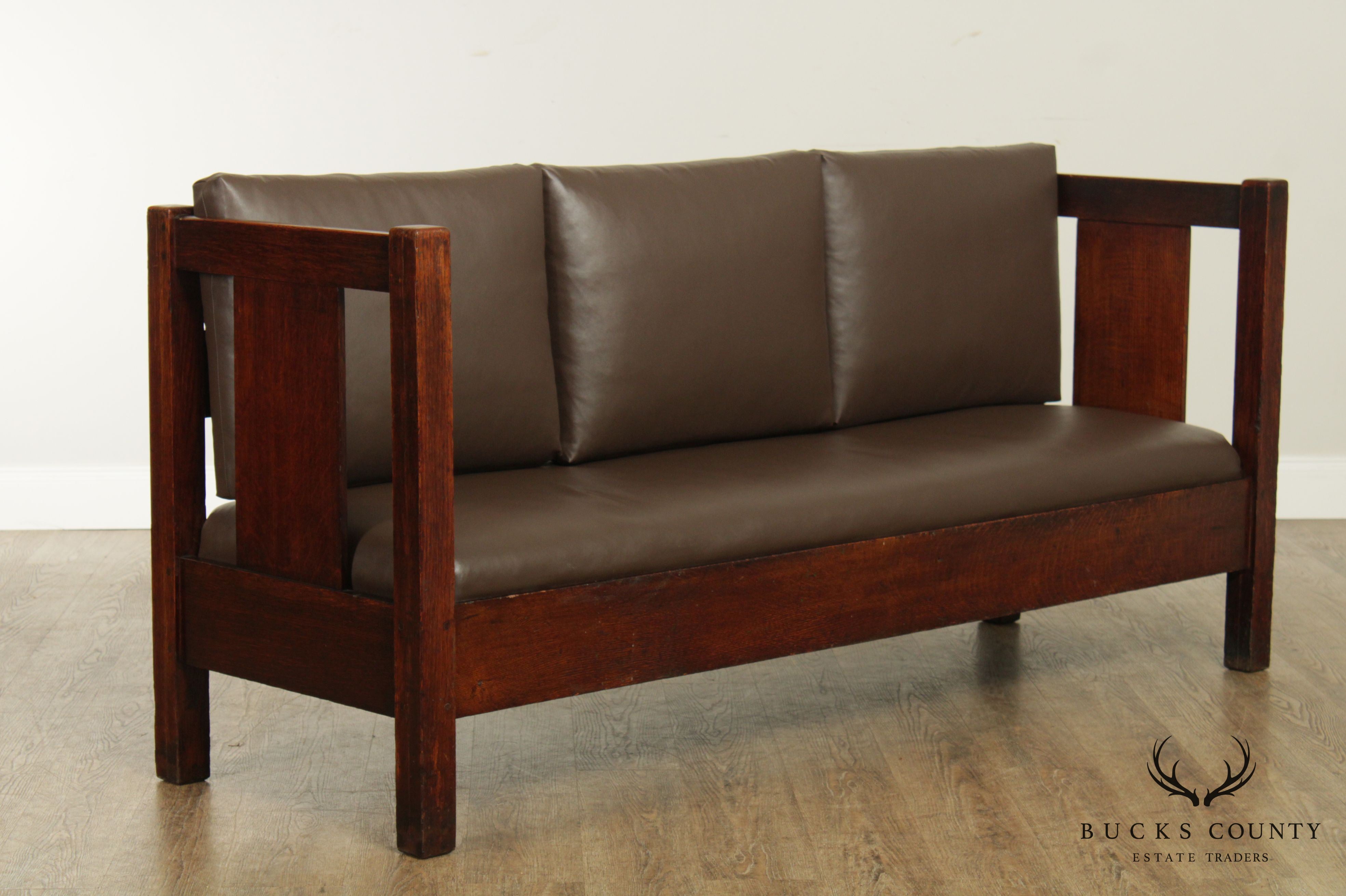 L. &J.G. Stickley Antique Mission Oak Settle