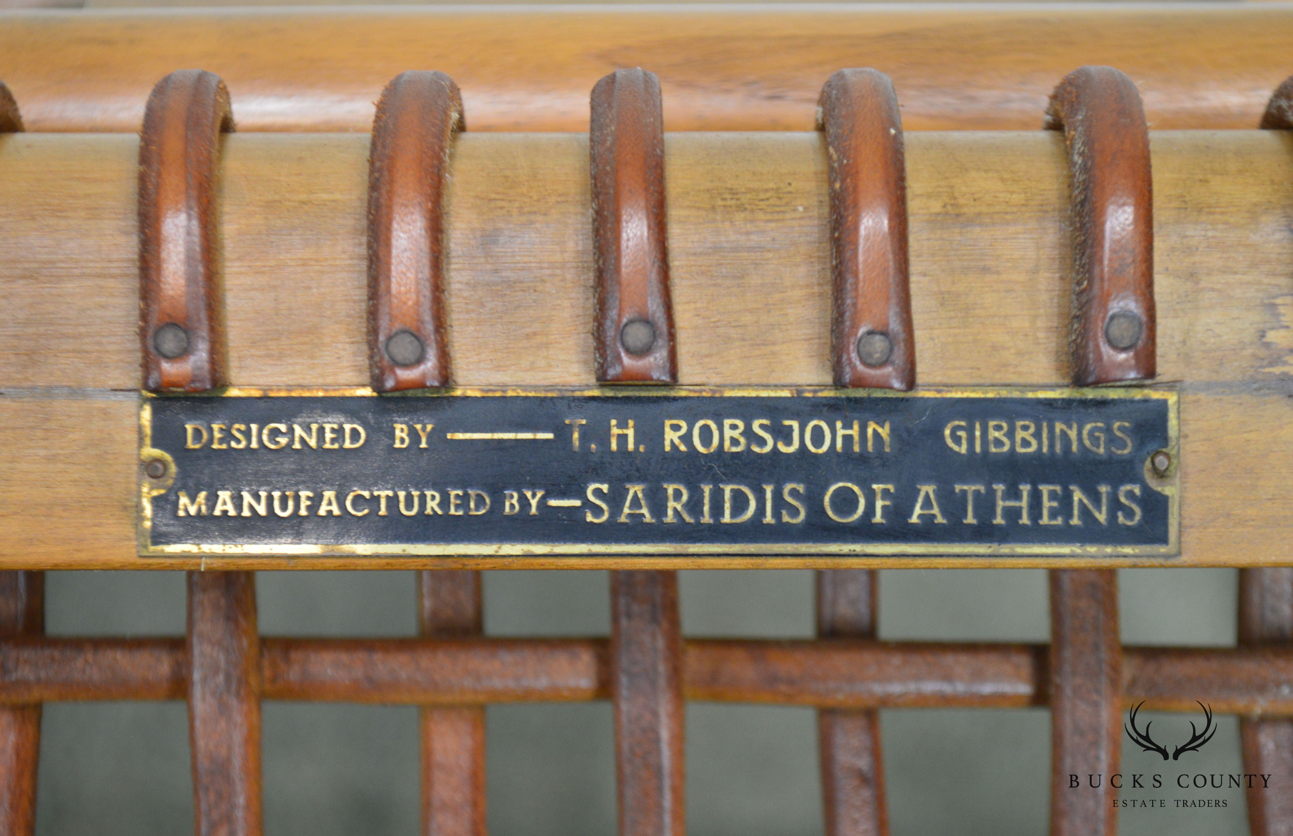 T. H. Robsjohn Gibbings Saridis of Athens Walnut & Leather Pair Klismos Chairs