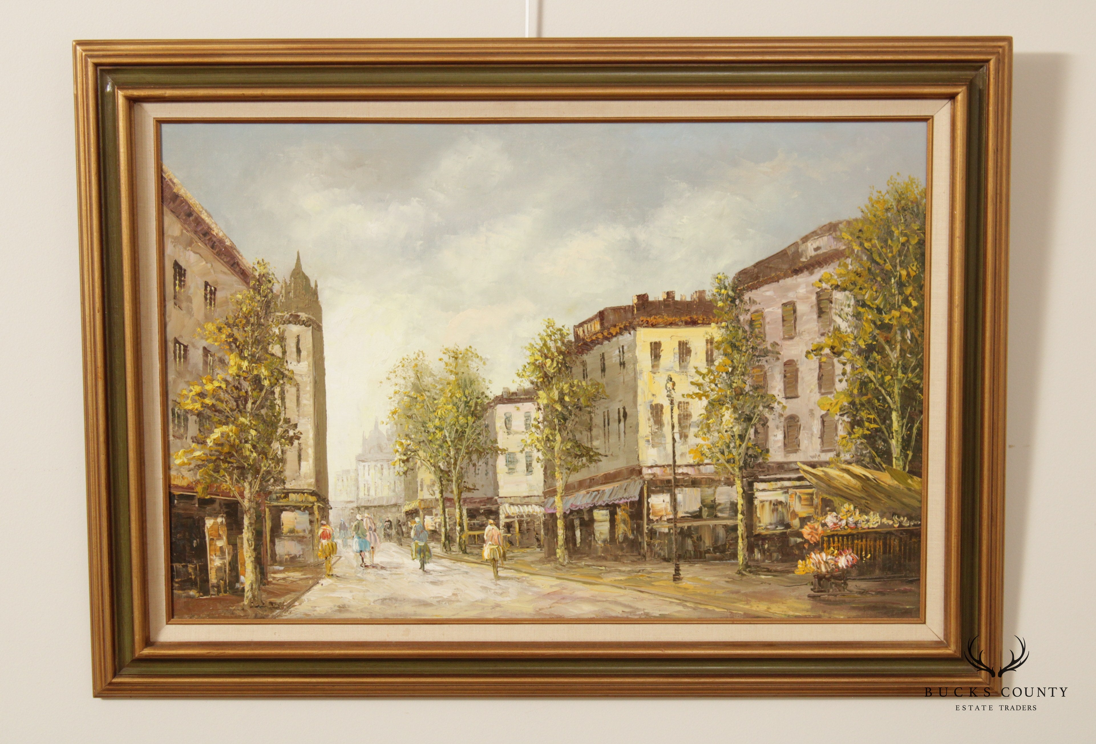 Vintage 20th C. Impressionist Style Street Scene Original Oil Painting