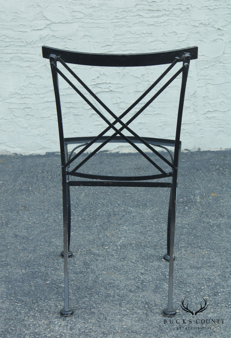 Vintage Set of 5 Wrought Iron X Back Garden Dining Chairs