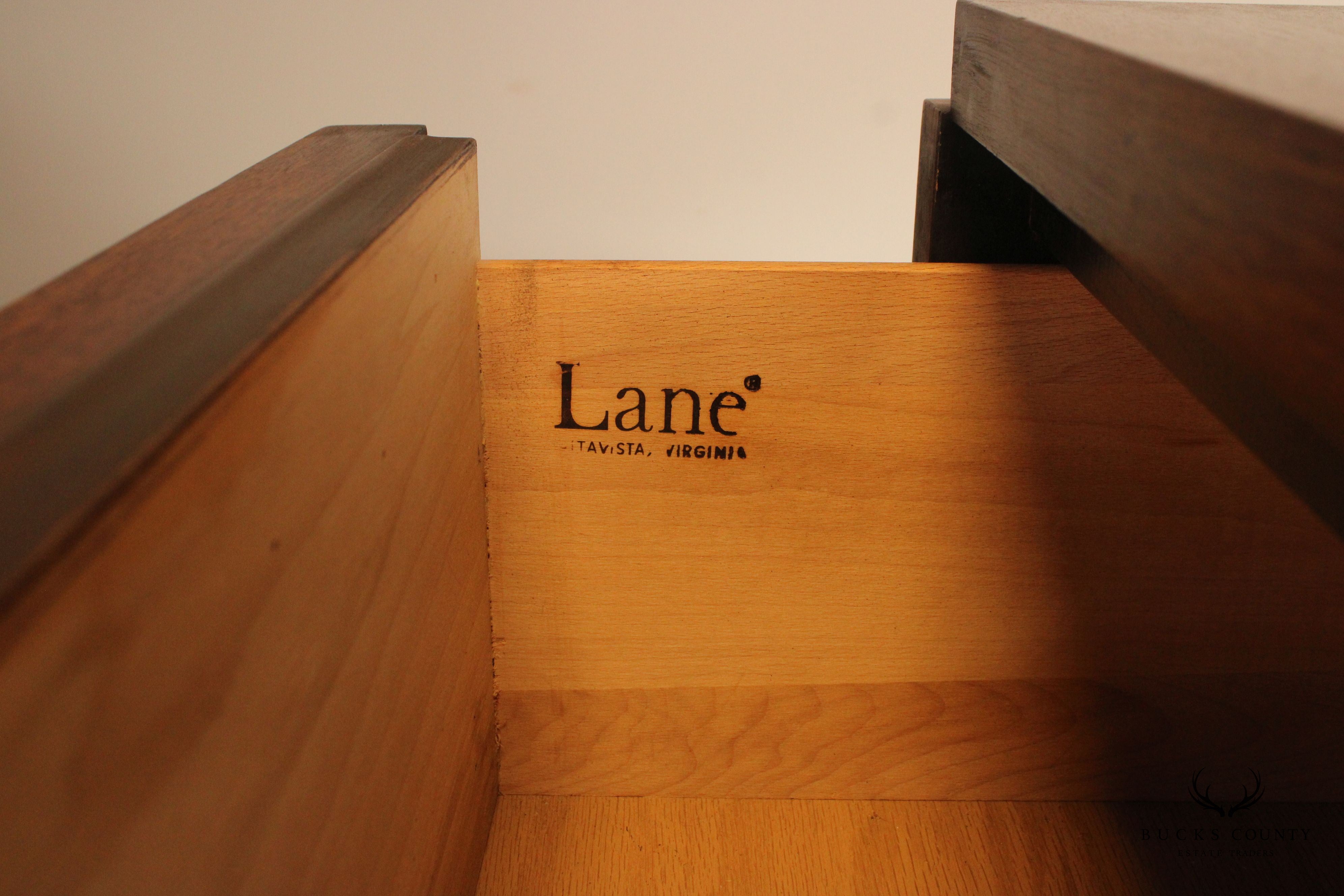 Lane Mid Century Brutalist Walnut Tall Chest of Drawers