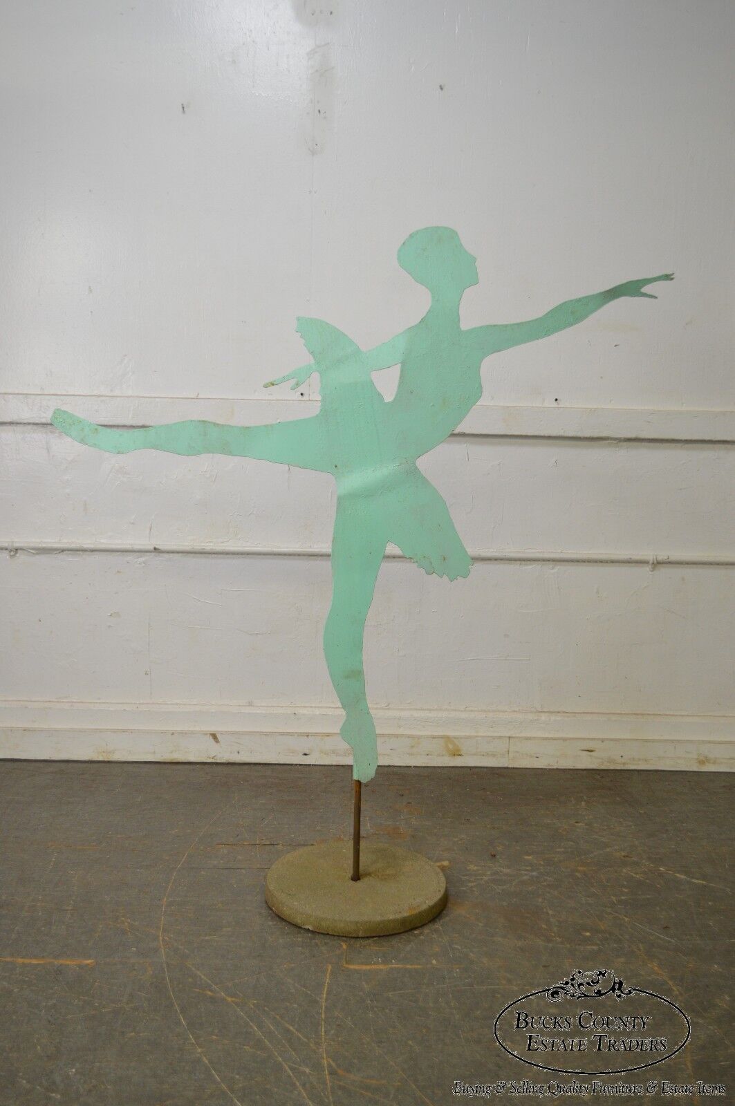 Mid Century Modern Large Dancing Ballerina Metal Garden Sculpture (B)