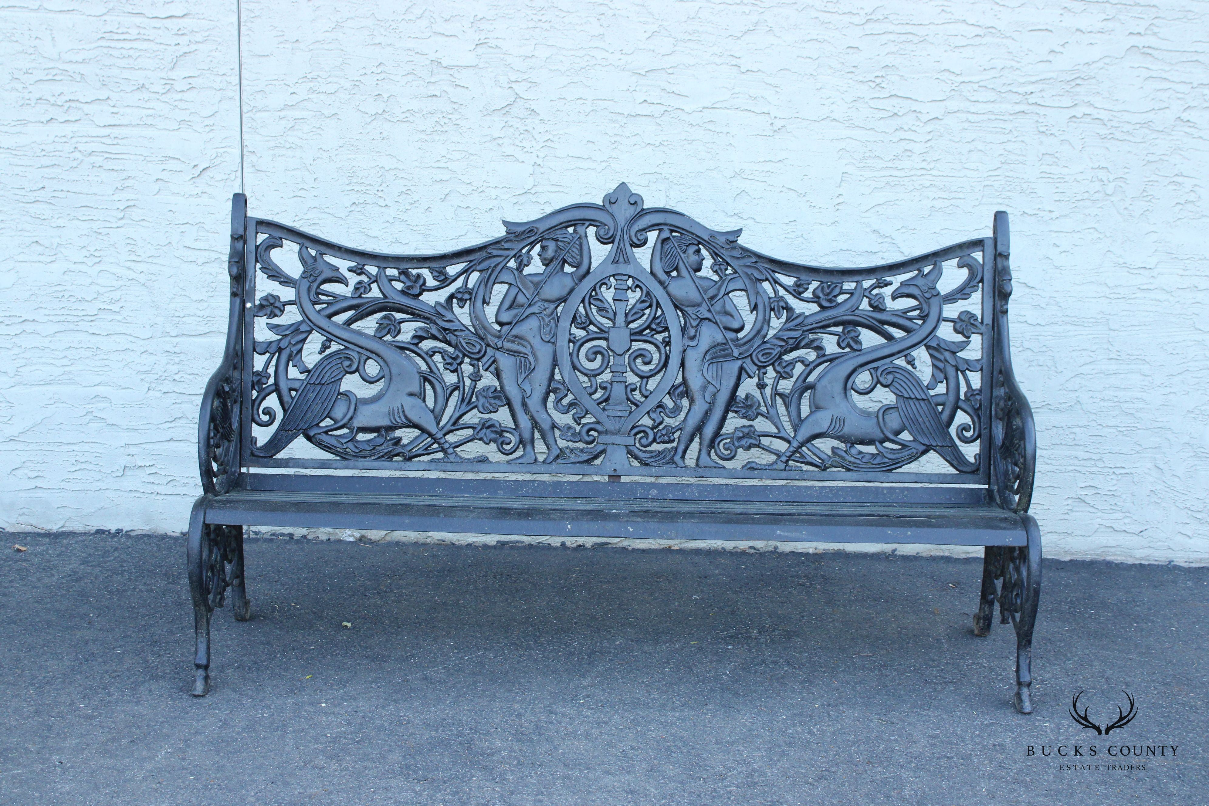 Coalbrookdale Style Cast Iron Outdoor Garden Bench