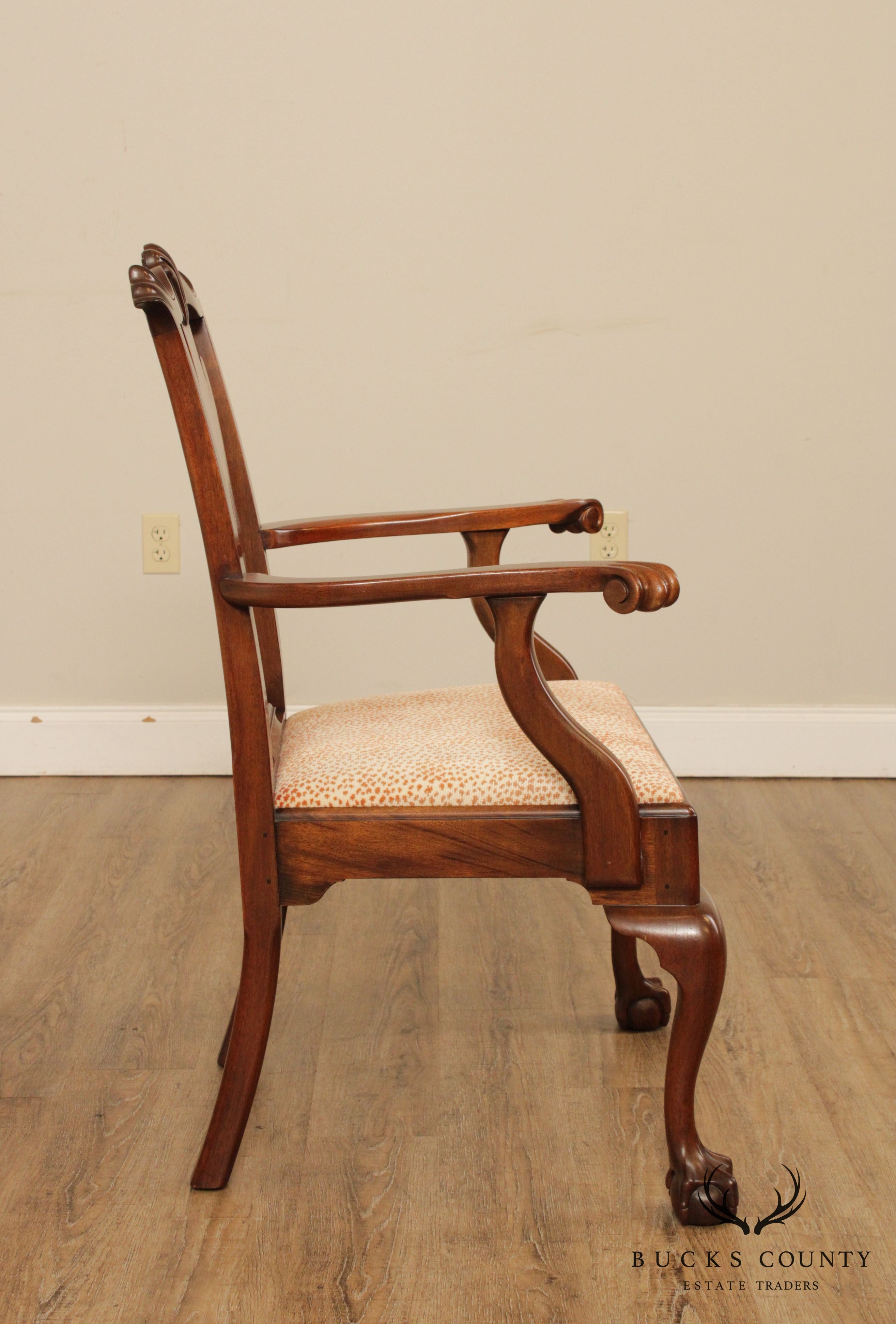 Henkel Harris Chippendale Style Mahogany Ball & Claw Armchair