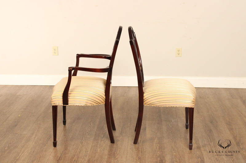 Stickley Hepplewhite Style Set Six Mahogany Shield Back Dining Chairs