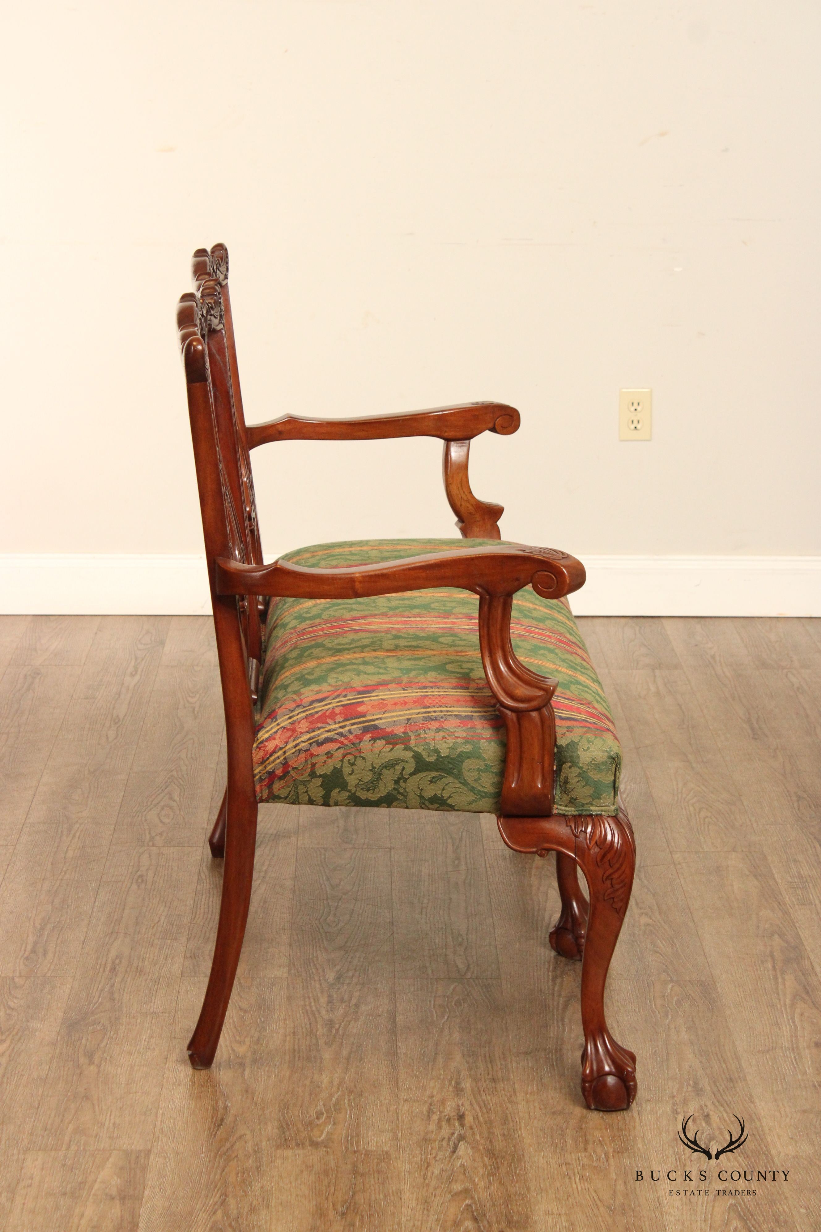 Chippendale Style Carved Mahogany Settee