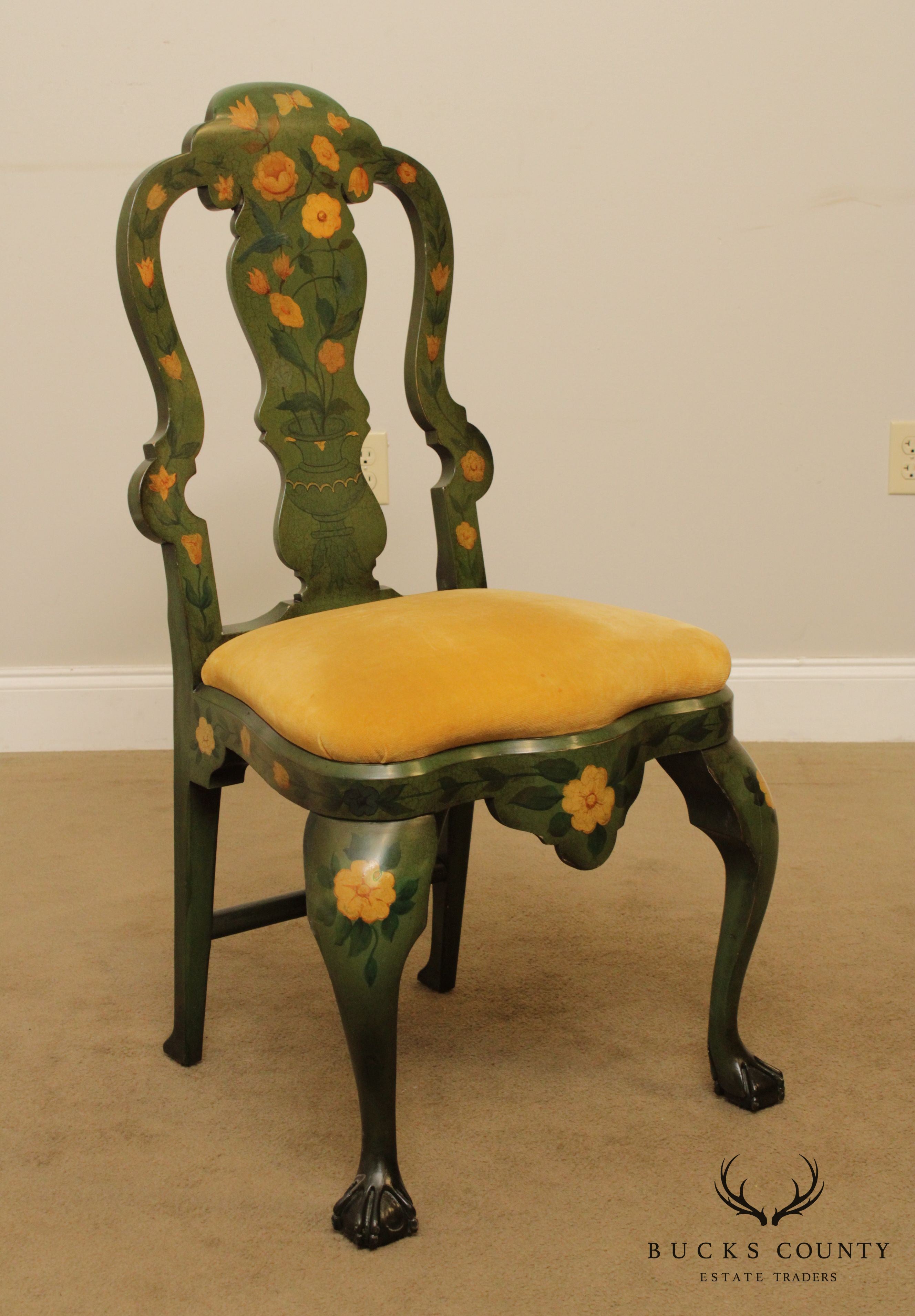 Baroque Style Japonisme Hand Painted Side Dining Chair