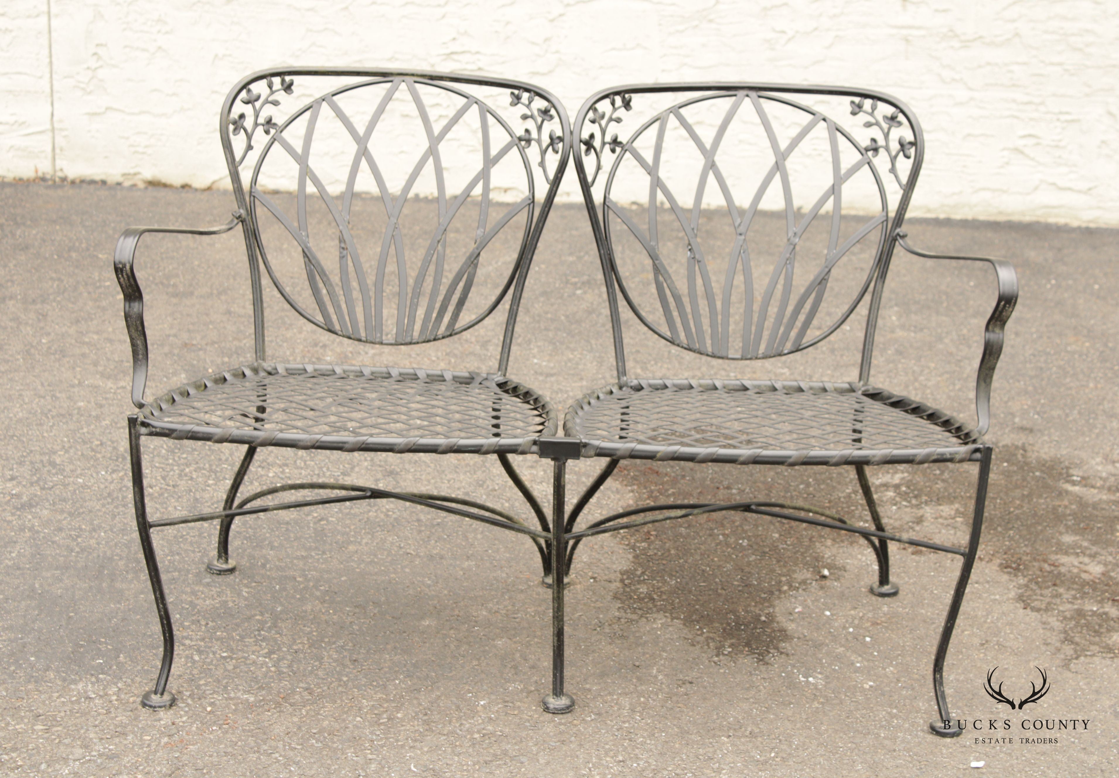 Vintage Wrought Iron Outdoor Garden Settee