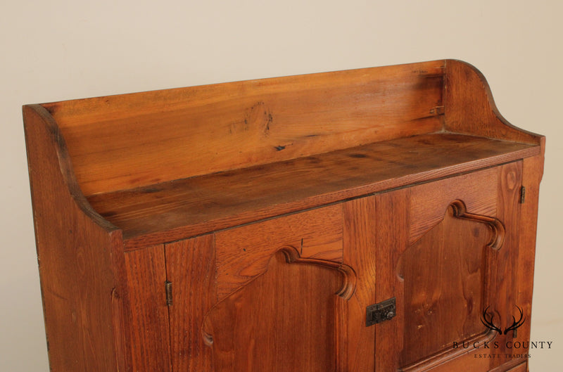 Antique American Poplar & Chestnut Dry Sink Hutch Cabinet