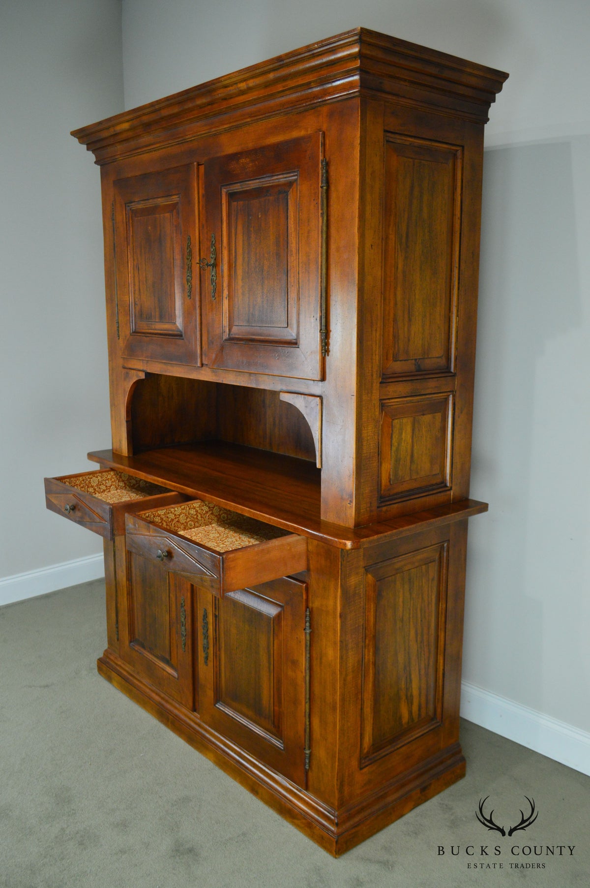 Italian Walnut Large Stepback Cupboard