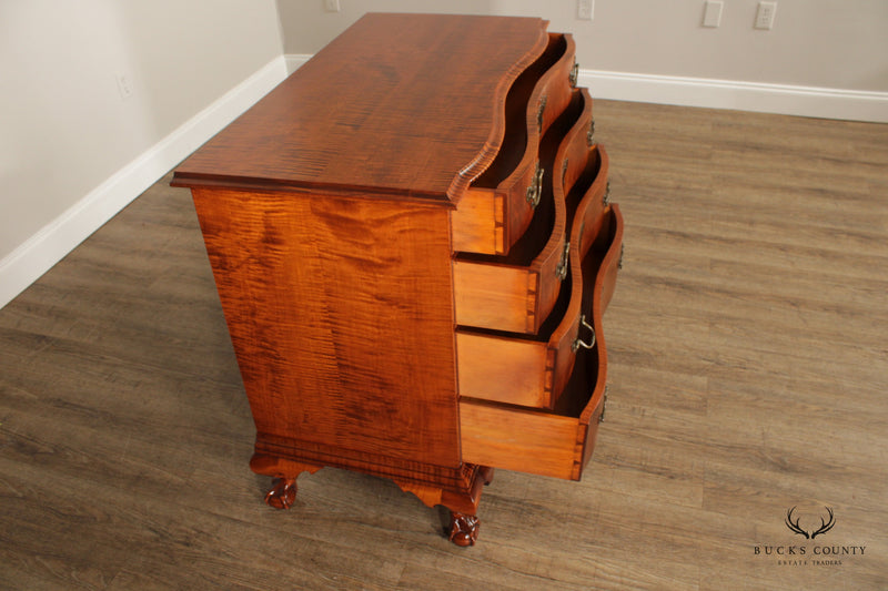 D.R. Dimes Chippendale Style Tiger Maple Chest of Drawers