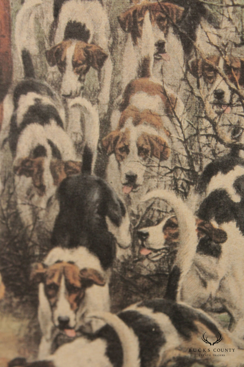 Vintage English Fox Hunt Lithograph Print, Custom Framed