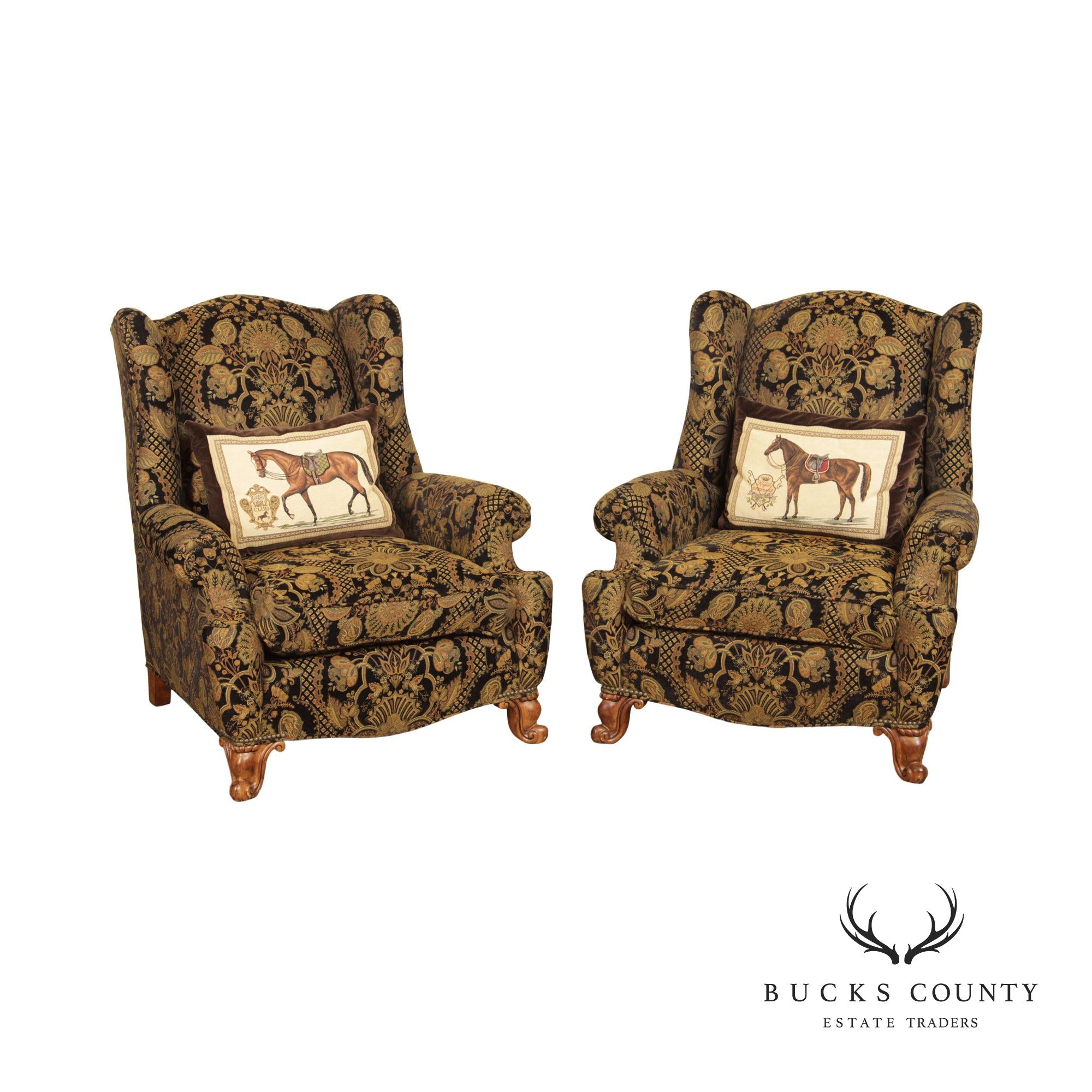 Century Furniture French Style Pair of Living Room Wing Chairs