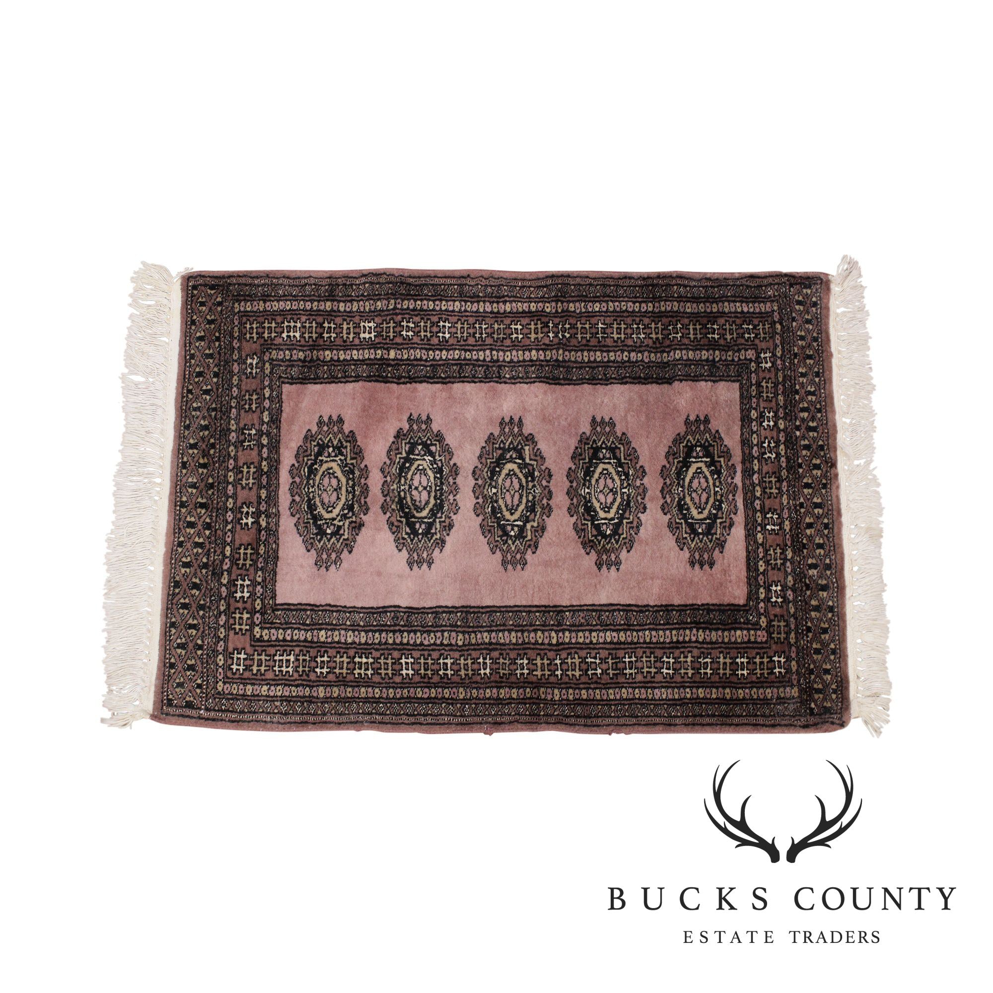 Vintage Hand Woven Bokara Throw Rug