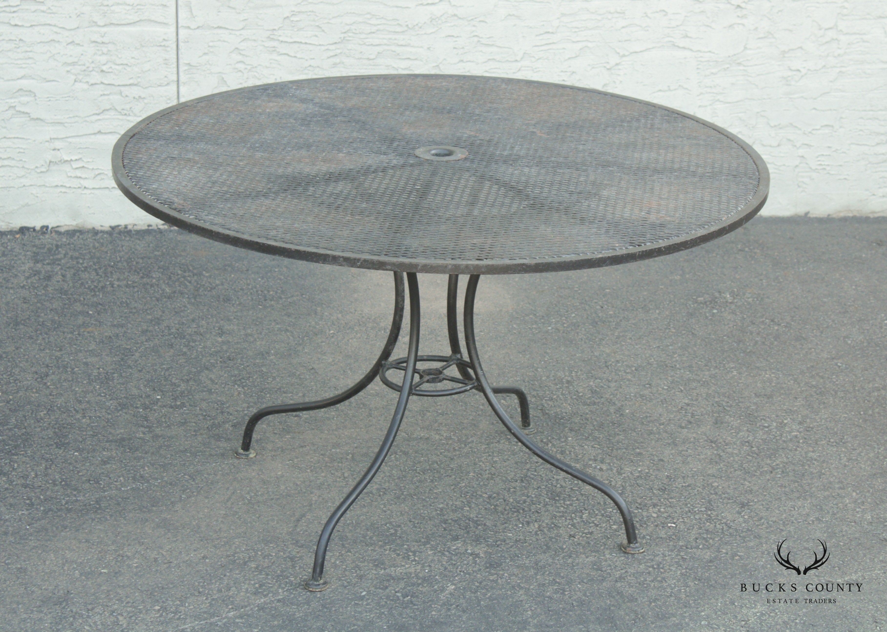 Vintage Round Wrought Iron Patio Dining Table