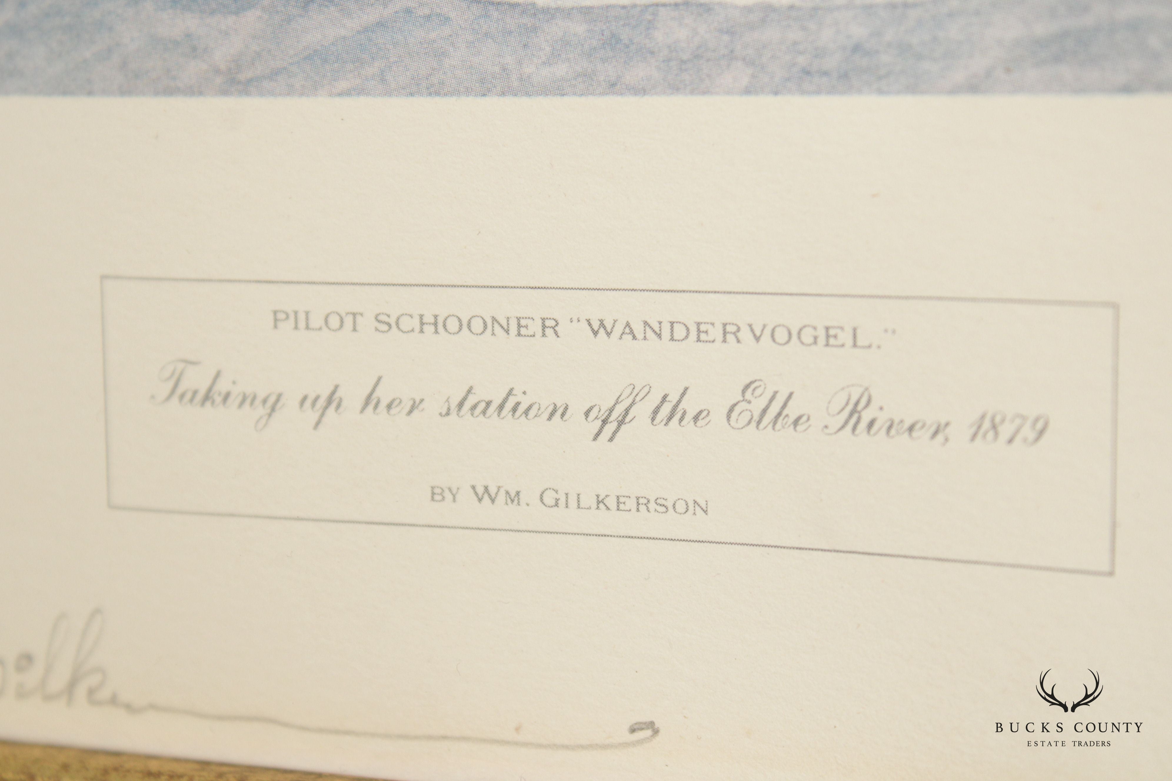 William Gilkerson 'Pilot Schooner Wandervogel' Maritime Watercolor, Custom Framed