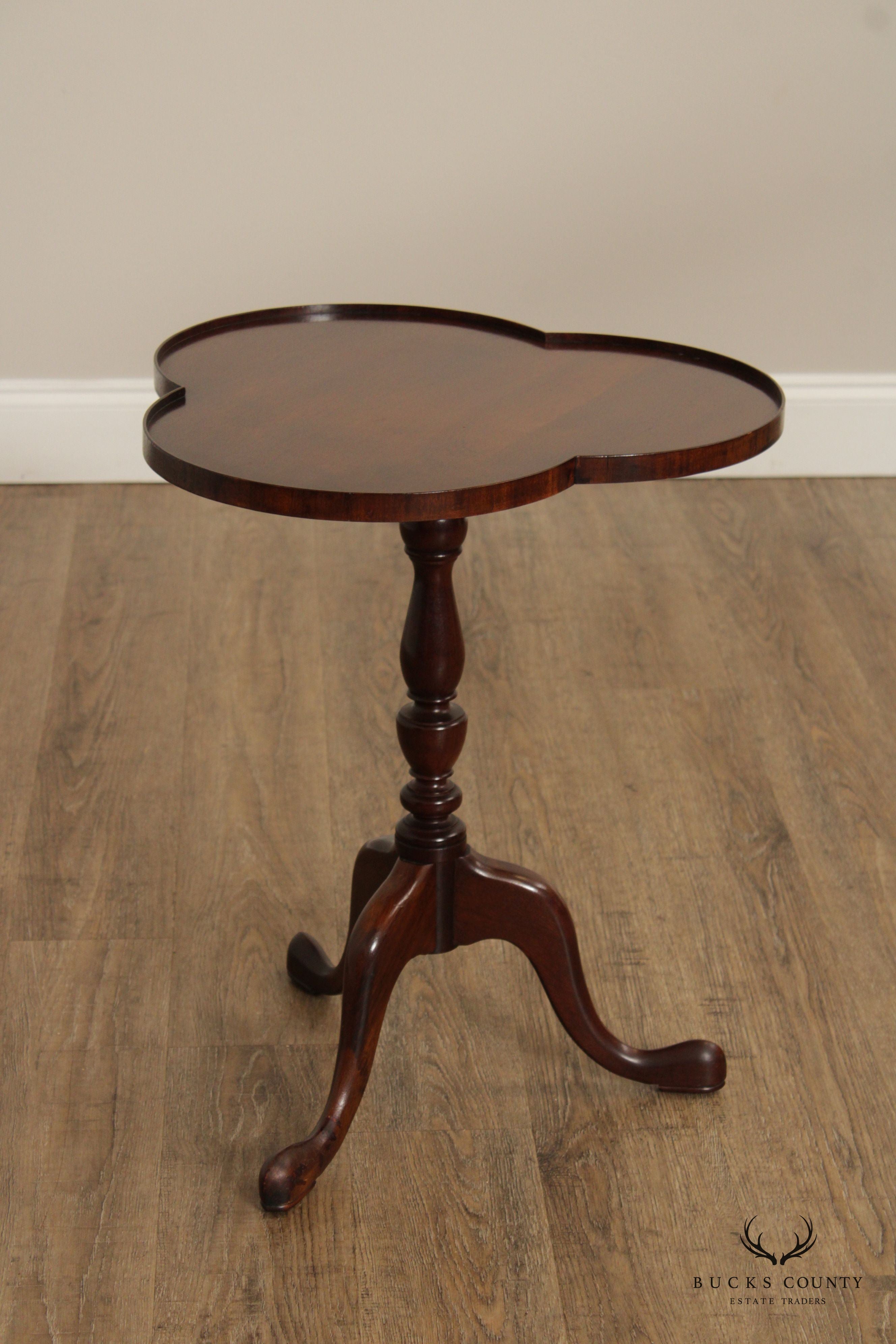 Queen Anne Style Mahogany Trefoil Tea Table