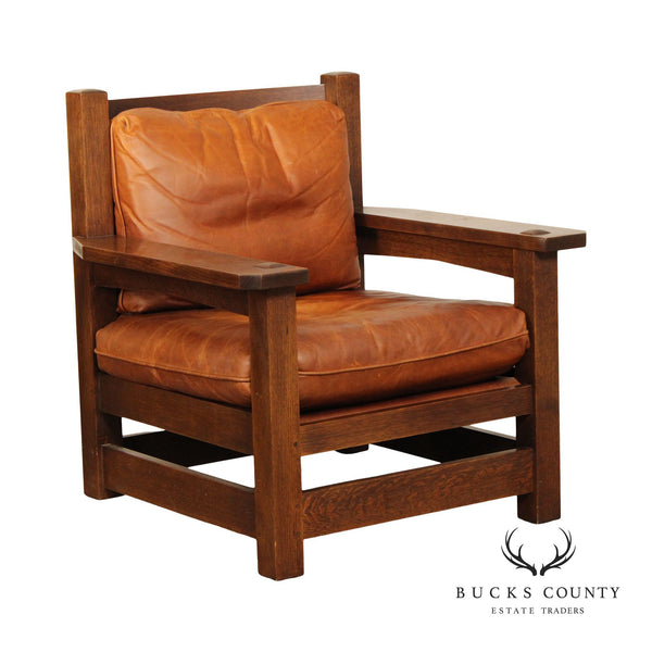 Stickley Mission Collection Oak and Leather Eastwood Armchair