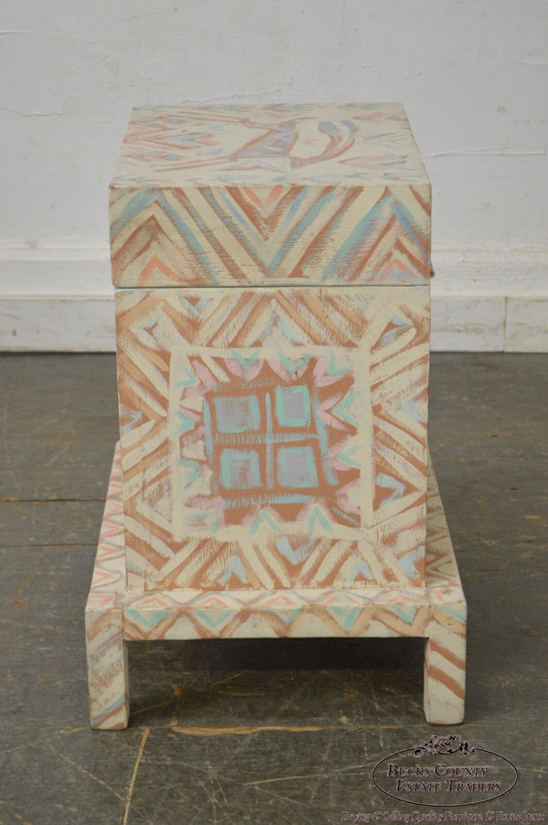 Hand Painted Folk Art Small Lift Top Chest