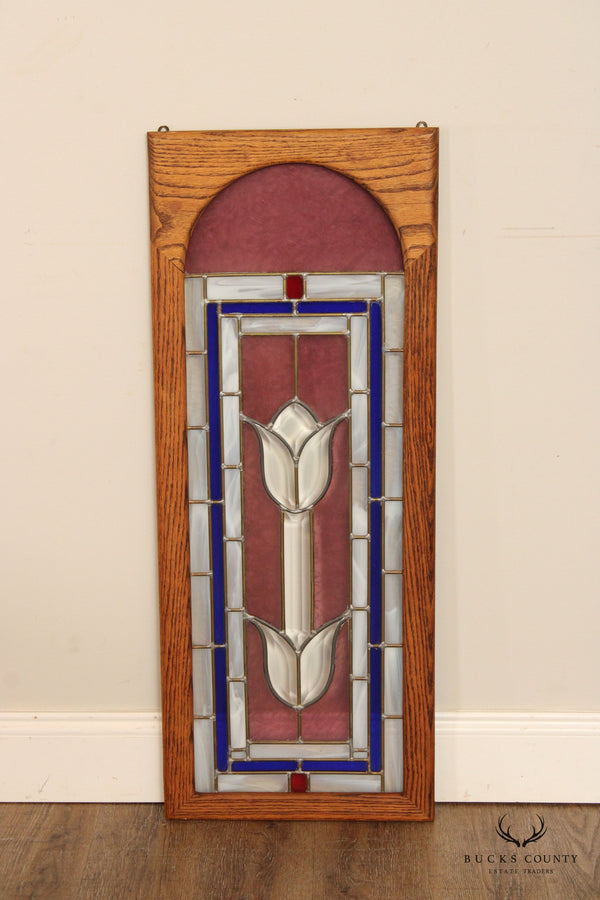 Arts and Crafts Style Stained Glass Transom Window