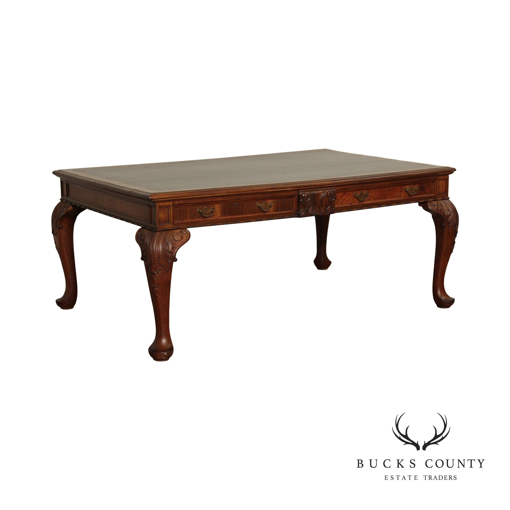 Georgian Style Antique Mahogany Leather Top Partners Desk