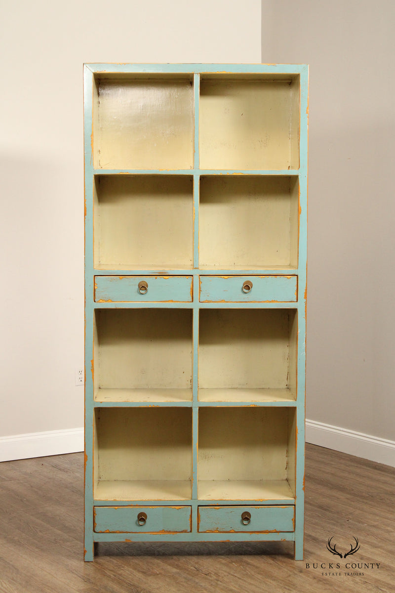Farmhouse Style Distress Painted Open Cupboard