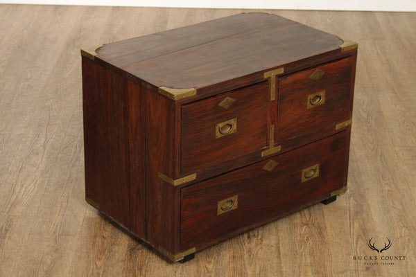 Antique Campaign Style Nightstand or Small Chest of Drawers
