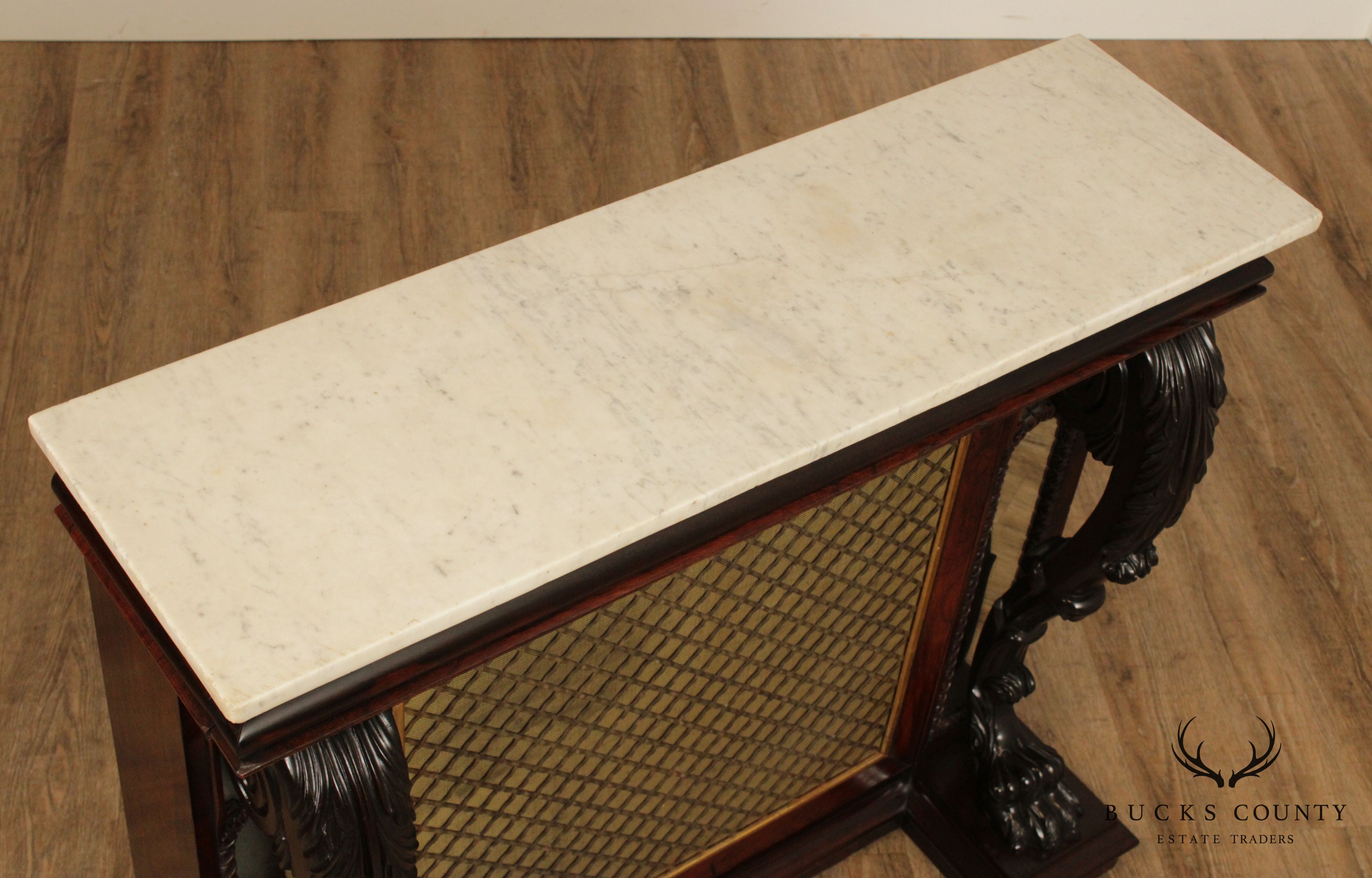 Antique 19th Century English Regency Rosewood Marble Top Console