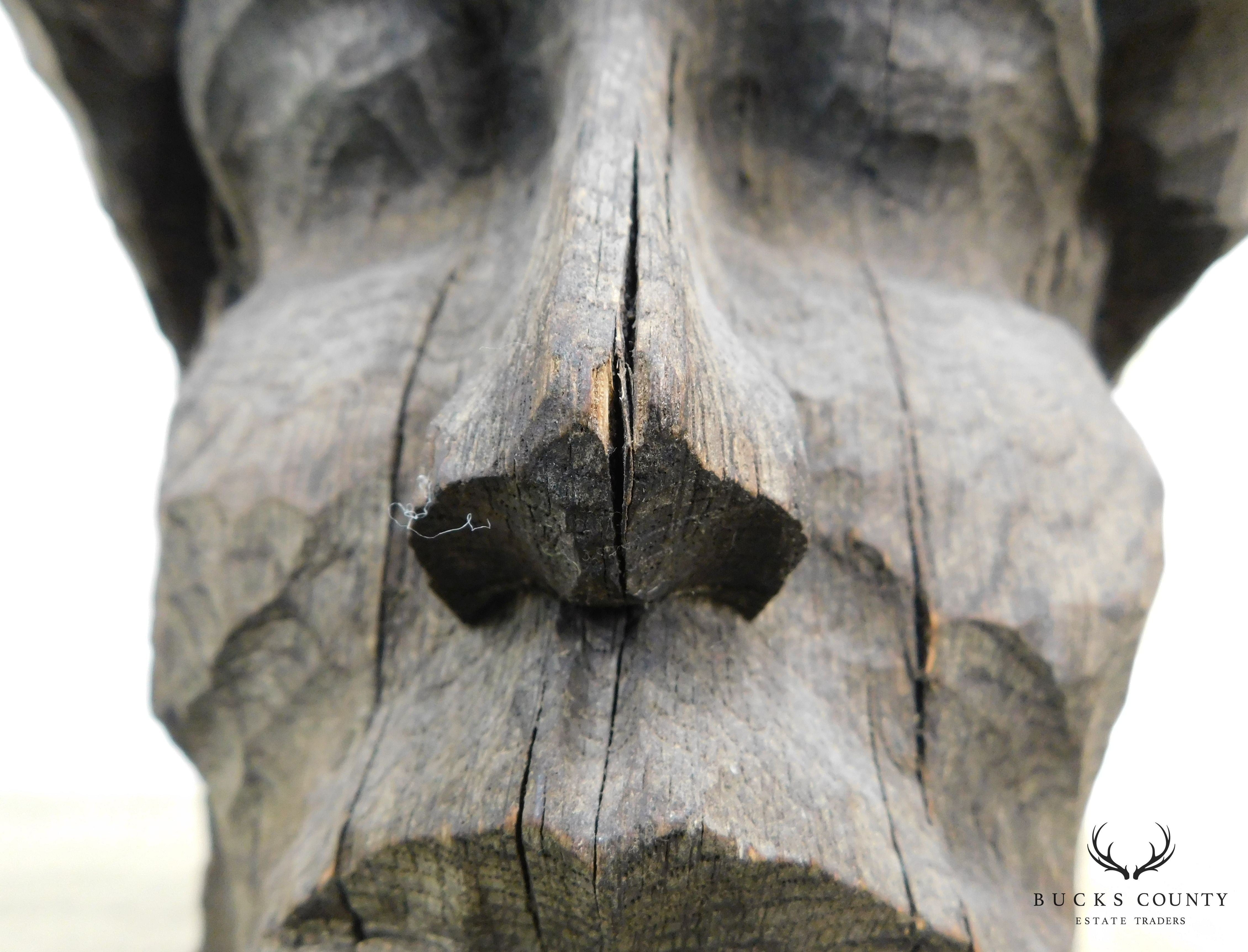 Hand Carved Wooden Face Tribal Sculpture