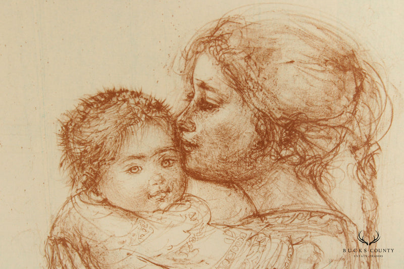 Edna Hibel 'Sandy Kissing Baby' Artist's Proof Lithograph