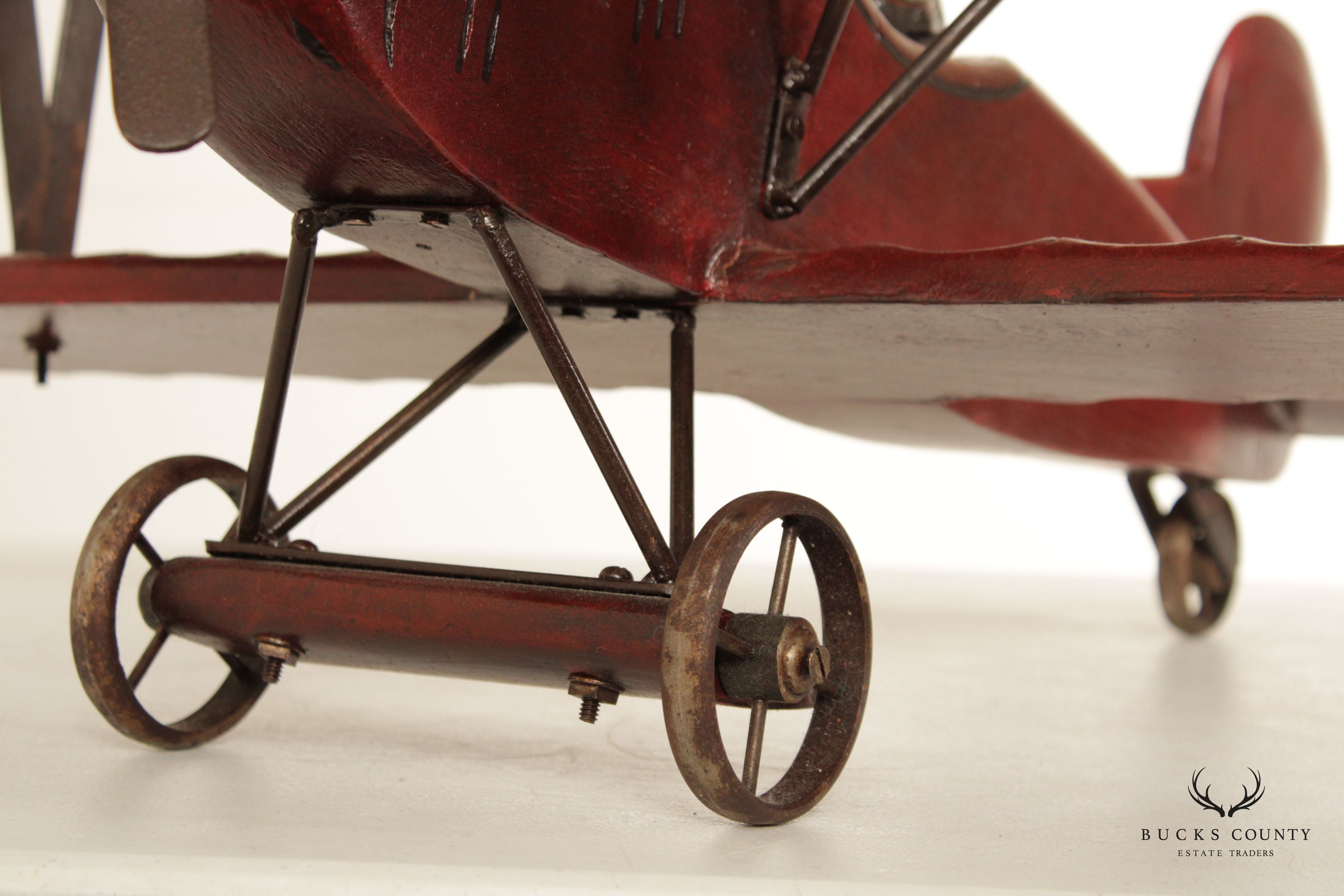 Post War Vintage Carved Wood Bi-Plane