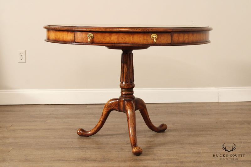English Regency Style Walnut Parquetry Walnut Round Center Table