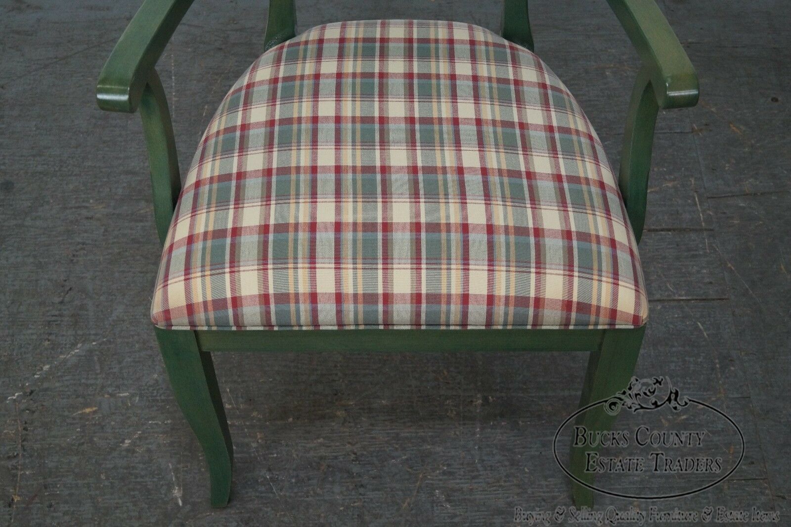 Ethan Allen Country Colors Green Painted Arm Chair