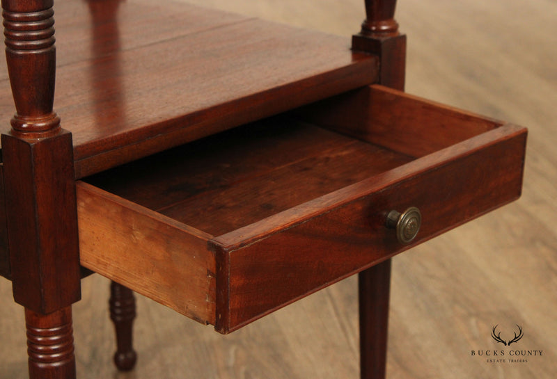 Antique Sheraton Style Mahogany Two Tier Side Table