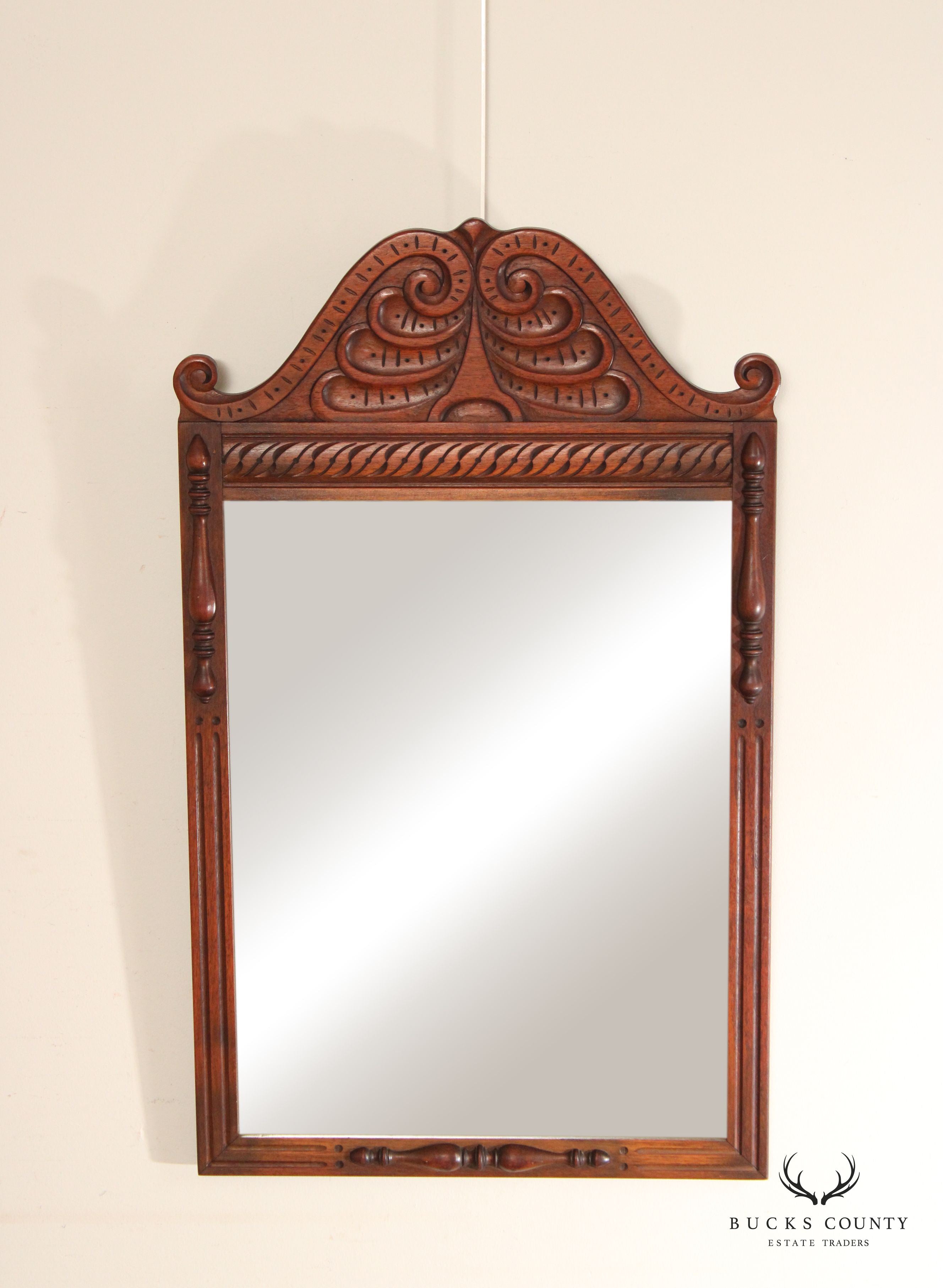 Kittinger Jacobean Style Walnut Carved Dresser Mirror