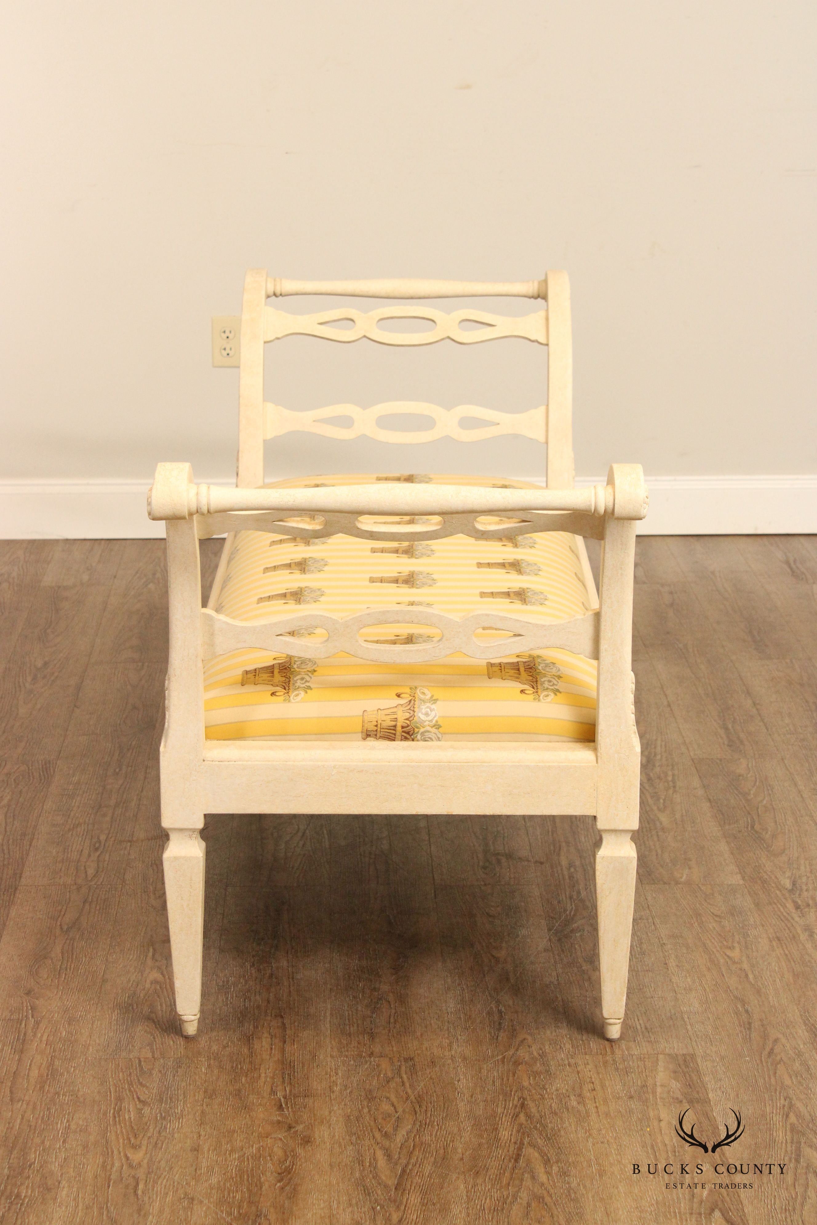 French Country Style Distress Painted Window Bench