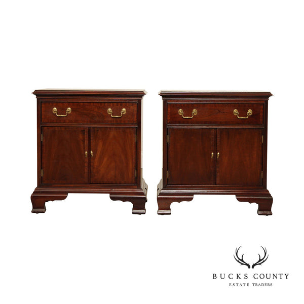 Councill Craftsmen Chippendale Style Pair Mahogany Nightstands