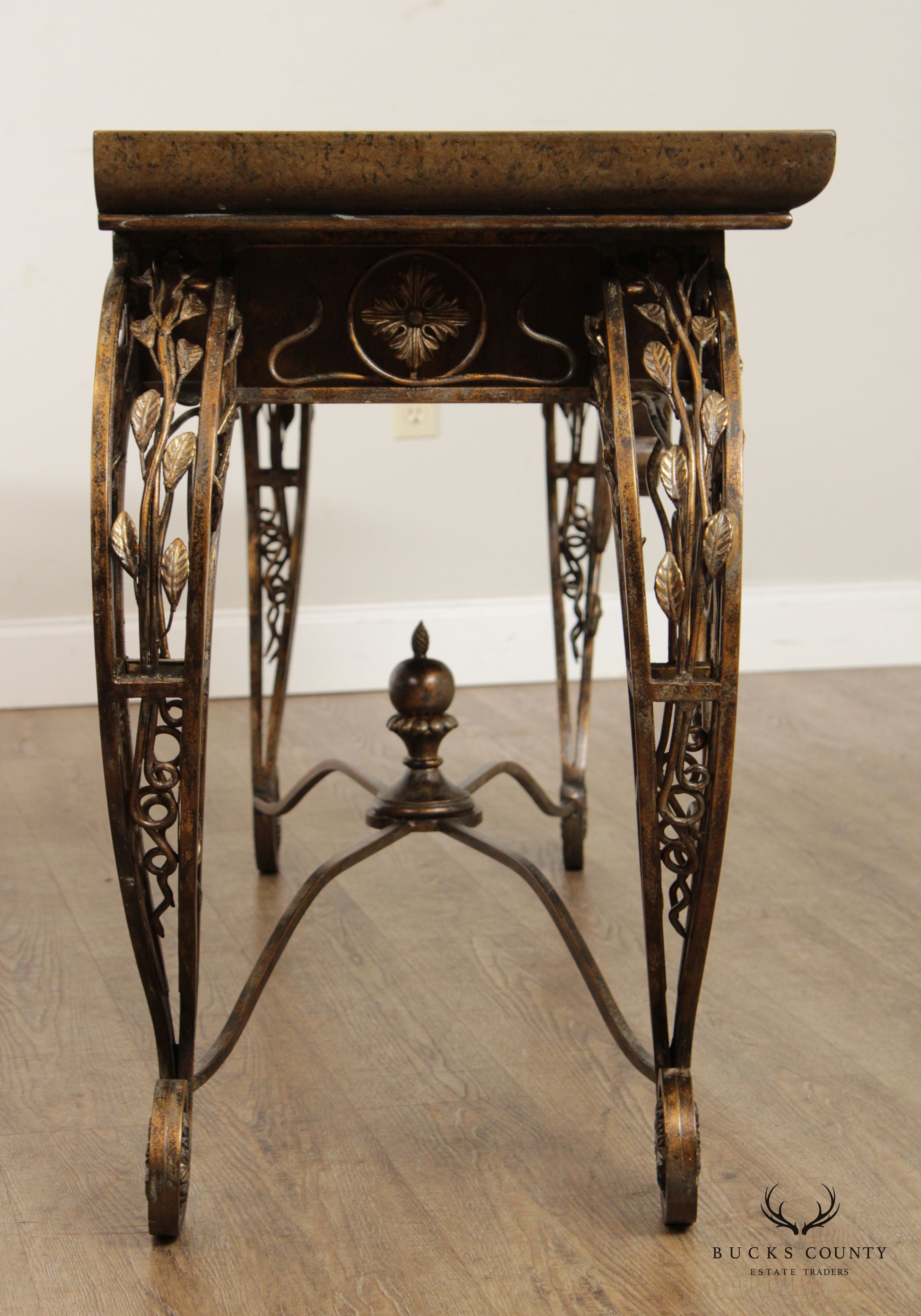 French Louis XV Style Wrought Iron Console Table