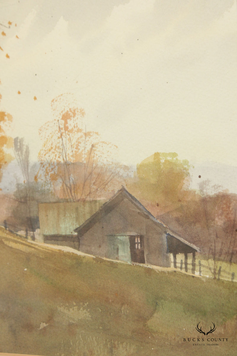 Lee Everett Pennsylvania Farm Landscape Watercolor Painting