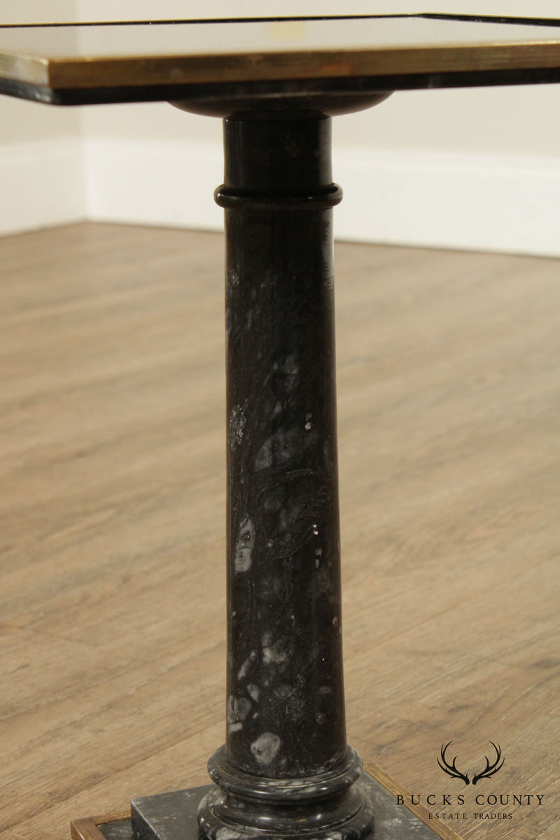 Italian Vintage Black Marble and Brass Pedestal Table