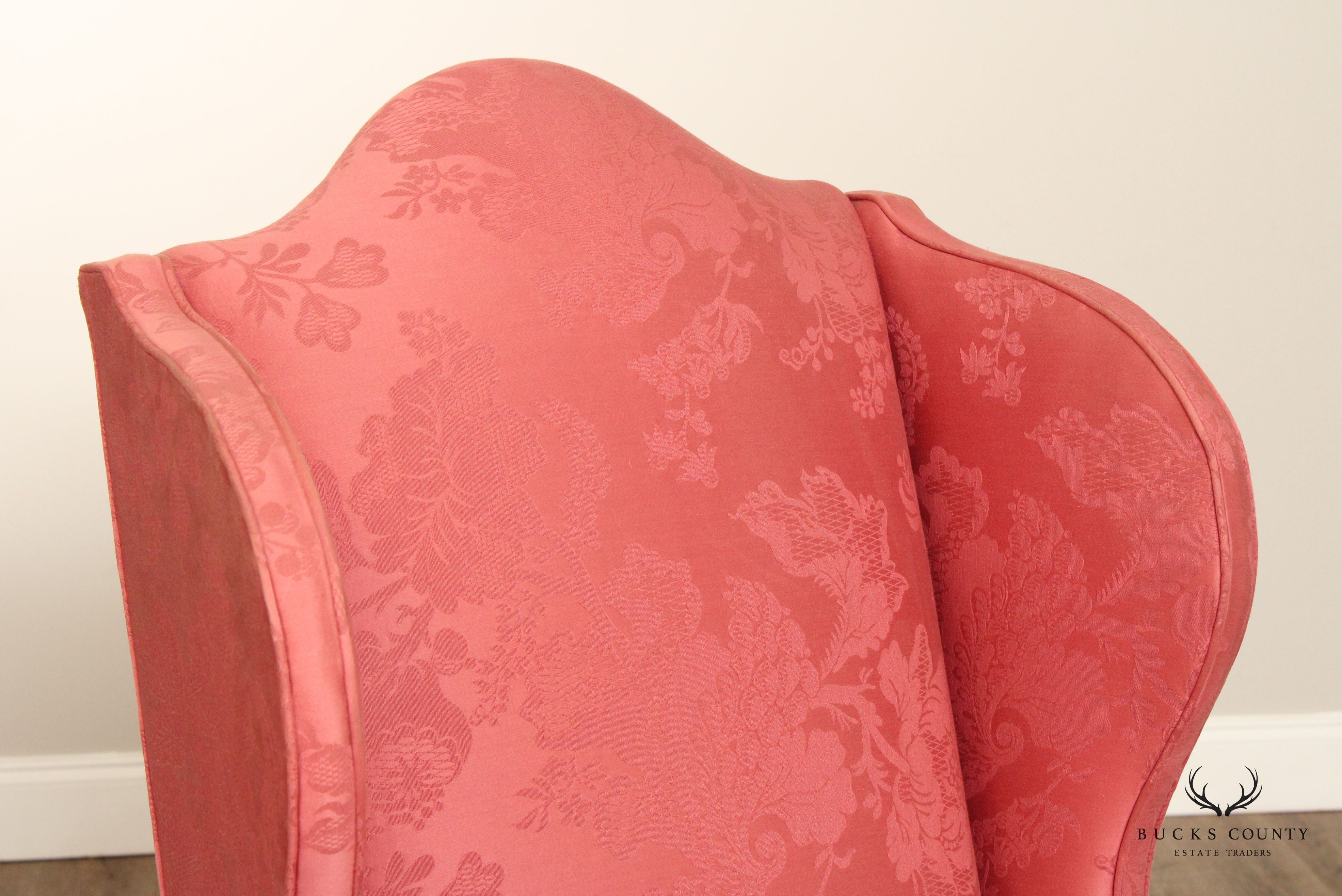 Hickory Chair Queen Anne Style Mahogany Wingback Armchair