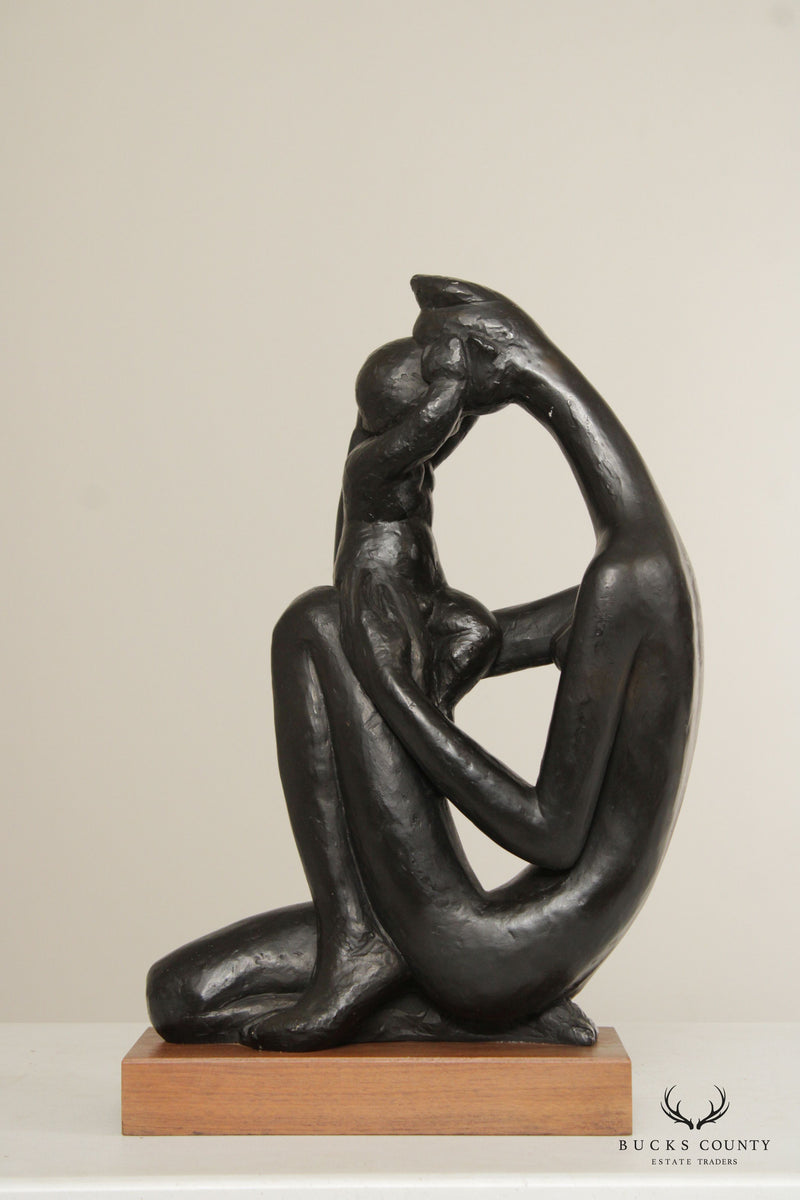 MOTHER AND CHILD, MANUEL CARBONELL SCULPTURE 1968