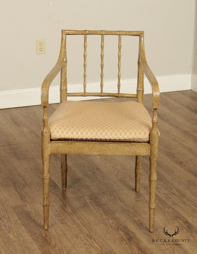 Regency Style Painted Faux Bamboo Cane Side Chair
